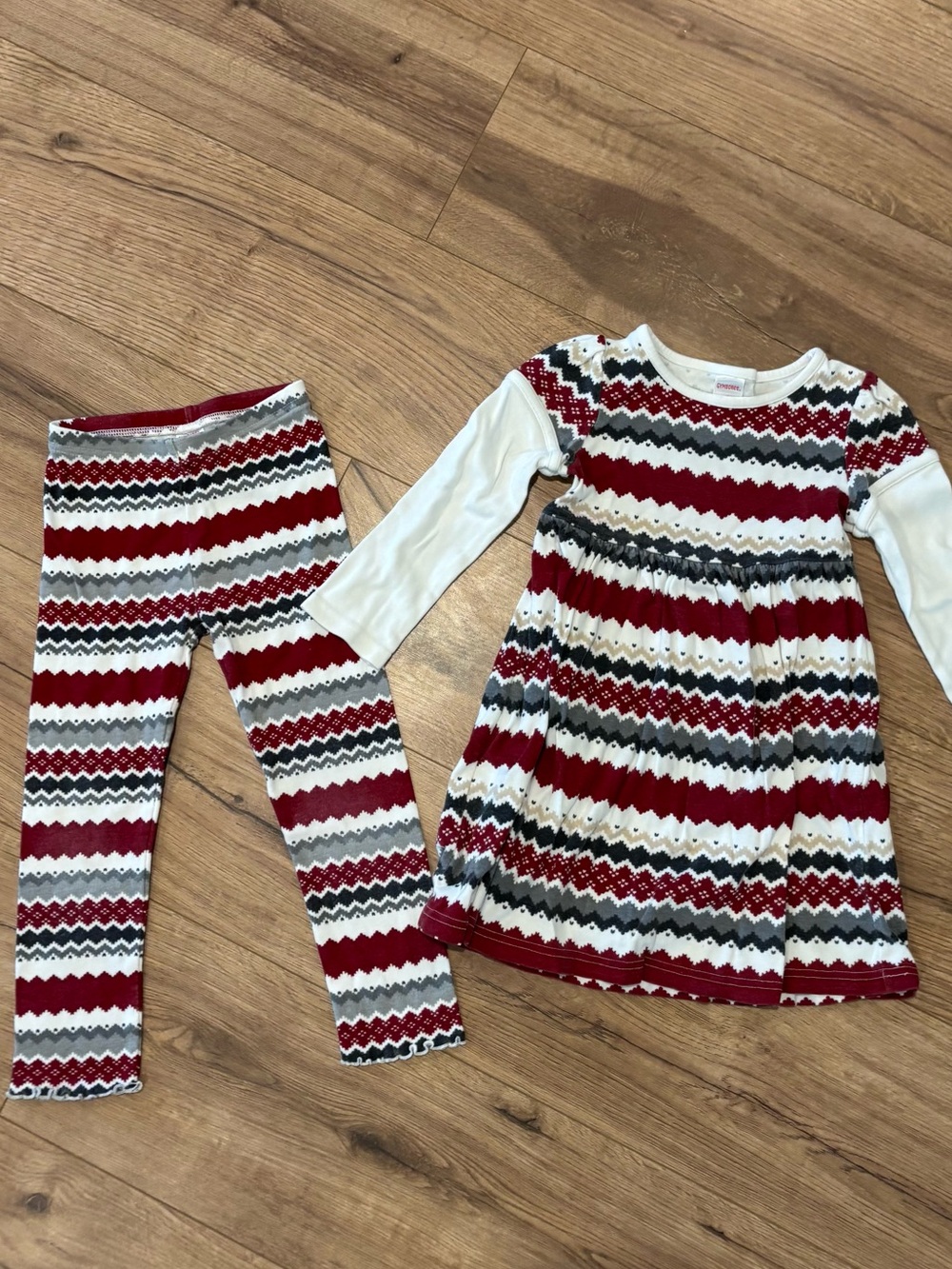 Gymboree Long Sleeve Dress & Leggings Set Outfit Fair Isle Red Holiday Girl 4T
